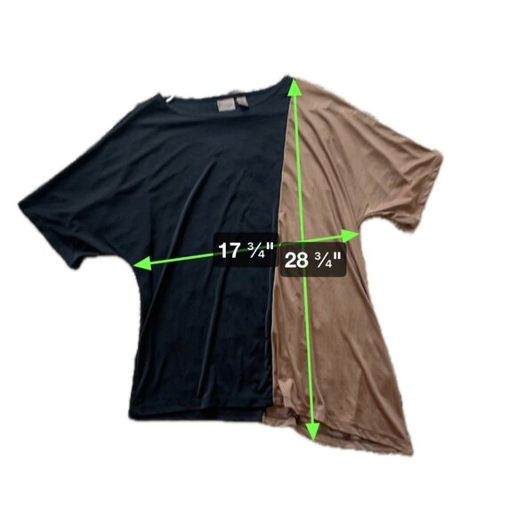 Chico's Easywear Womens Colorblock Top Black Bronze Stretch Top Sz XL - Picture 6 of 8